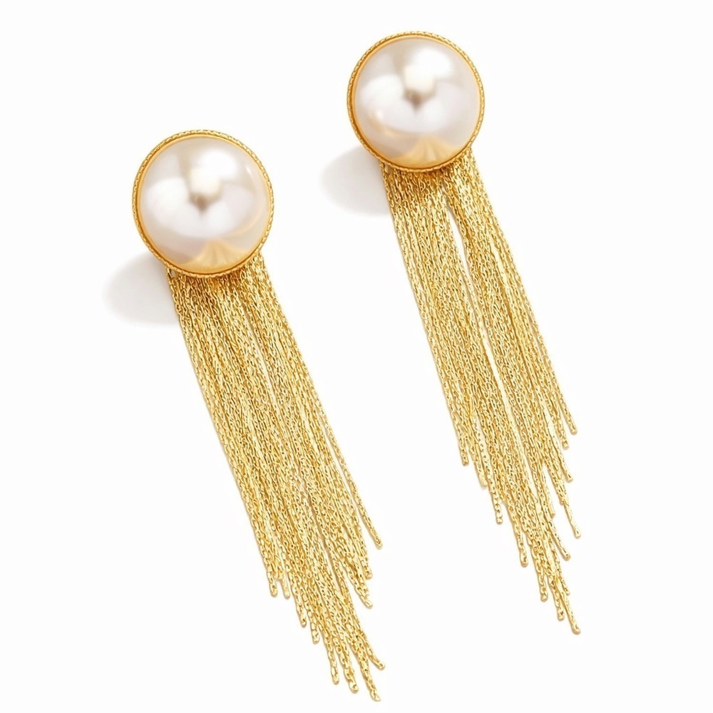 Gold Pearl Fringe Earrings (5007)